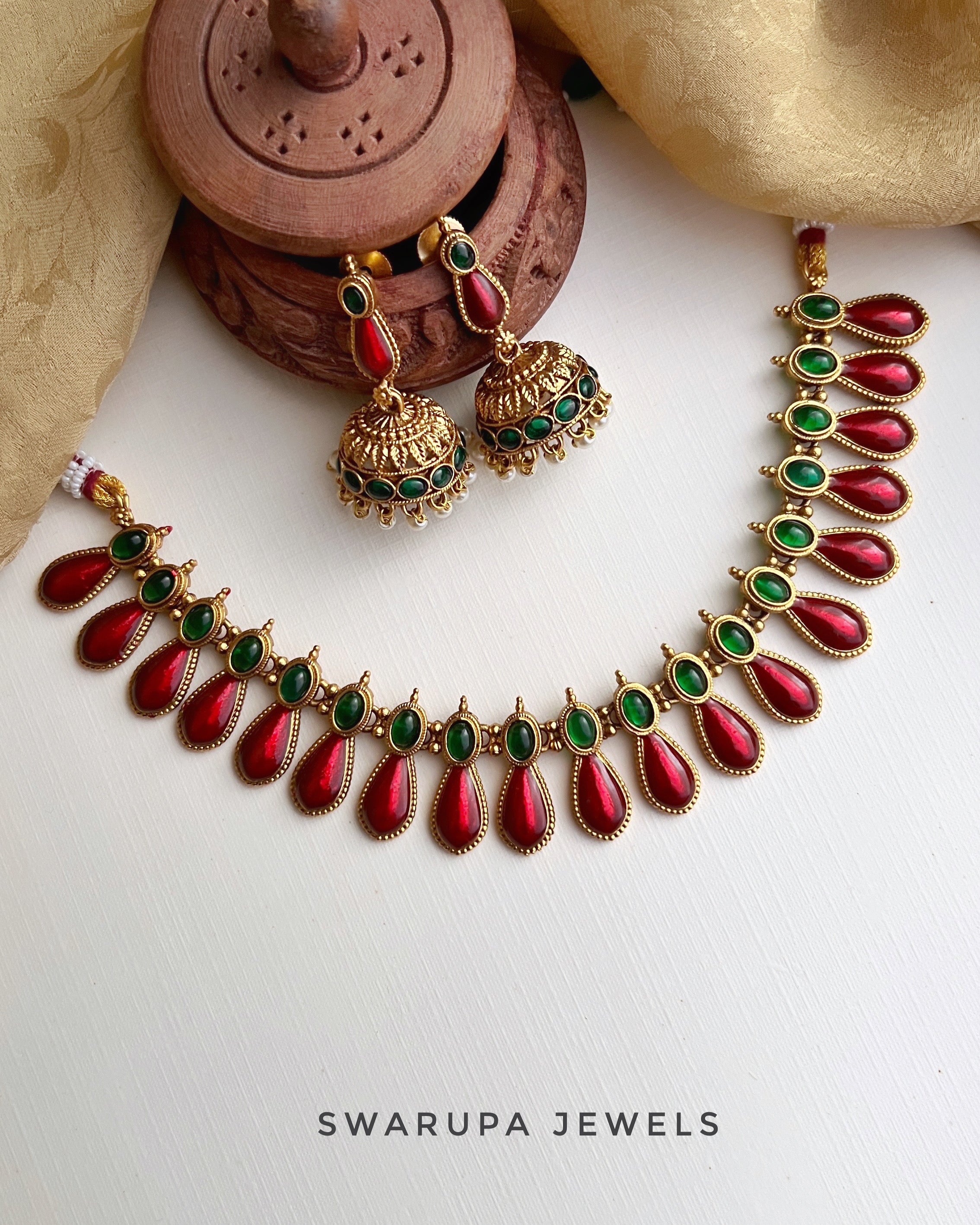 RED PALAKKA NECKLACE SET