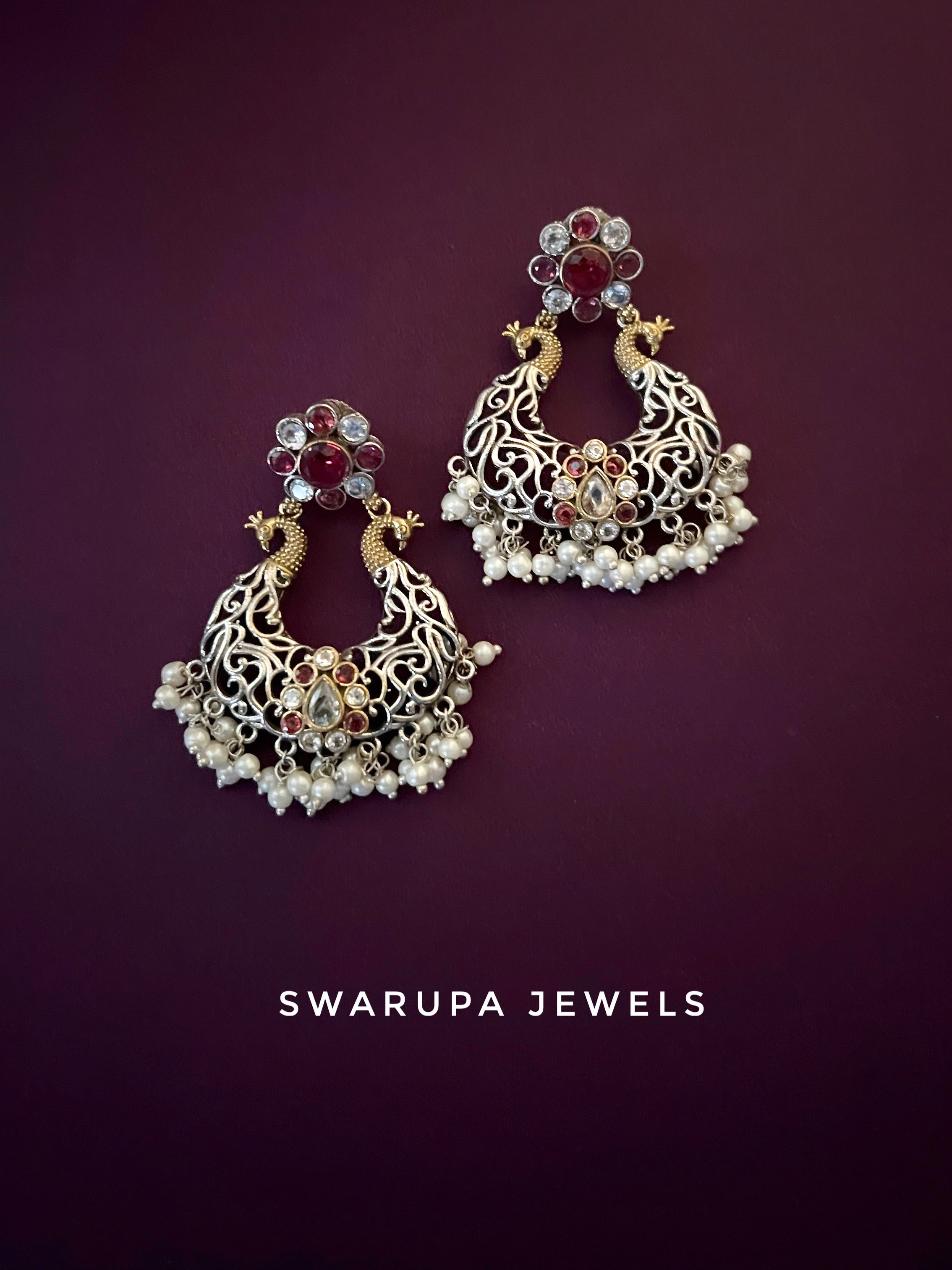 PEACOCK SILVER EARING SWS005