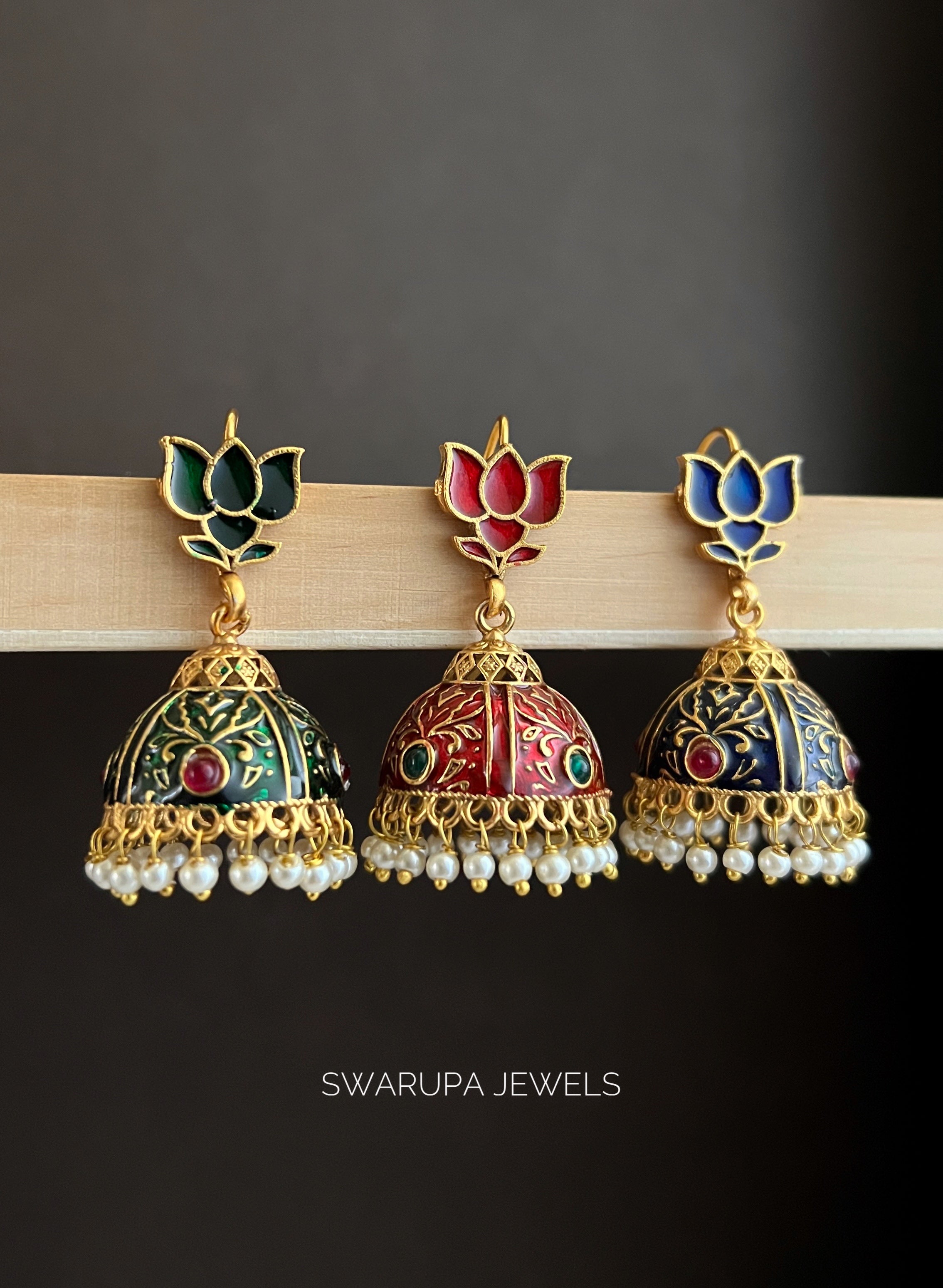 SWE004 LOTUS BLOOM JHUMKAS
