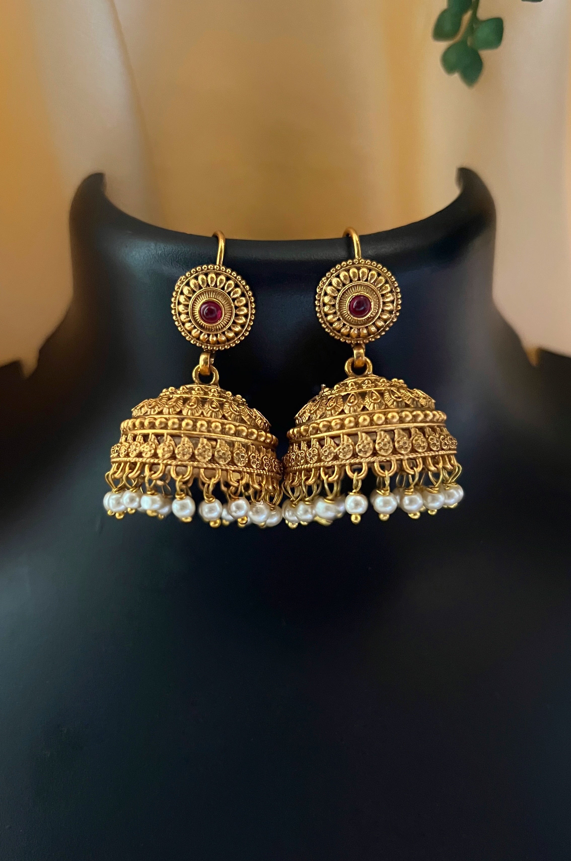 SWE0014 RUBY STONE JHUMKA