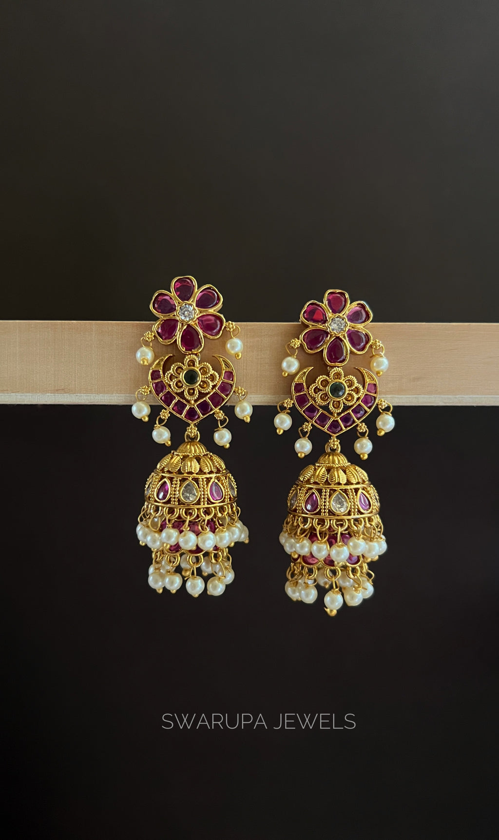 Floral Pearl Dangler Jhumka