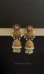 Floral Pearl Dangler Jhumka