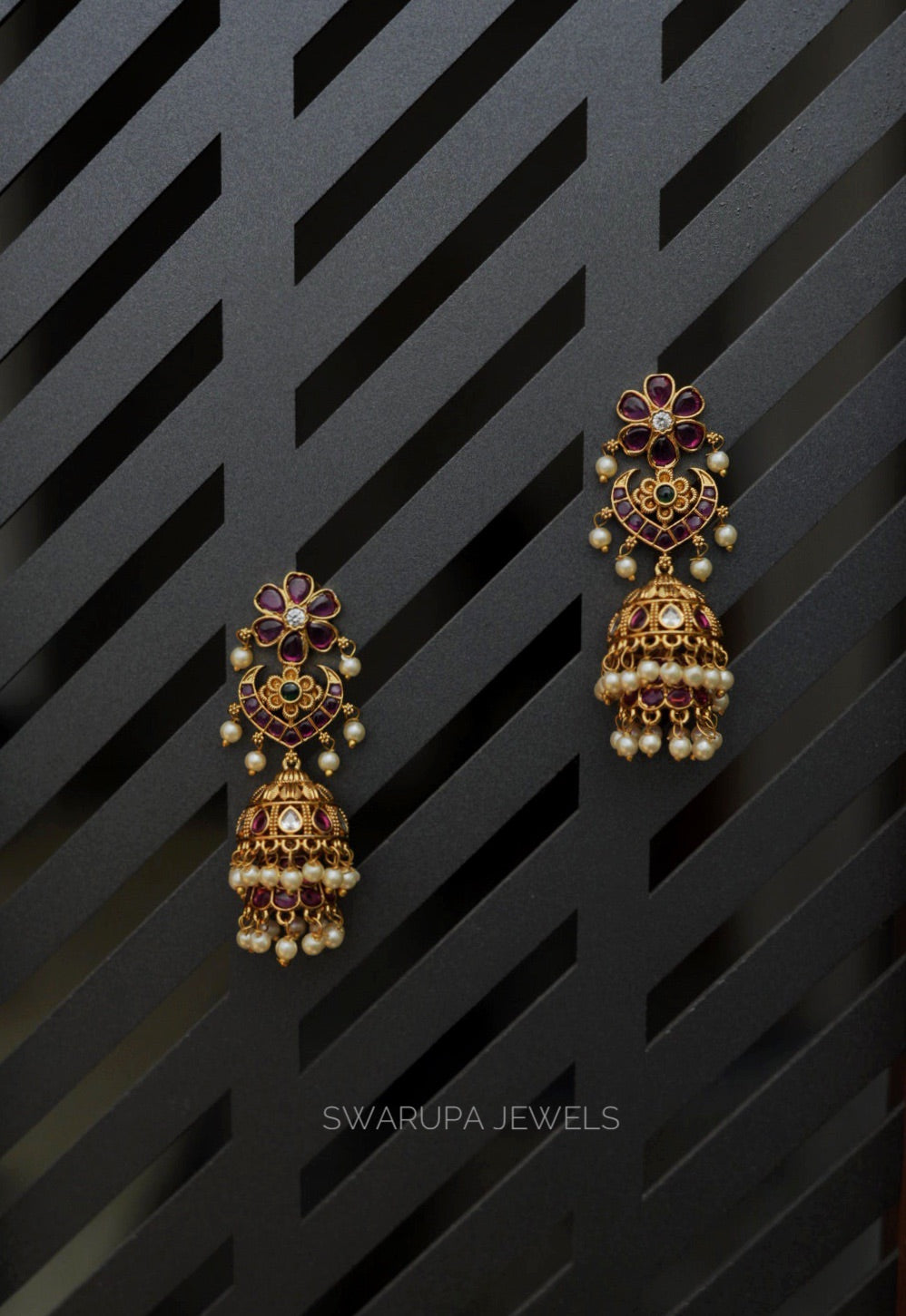 Floral Pearl Dangler Jhumka