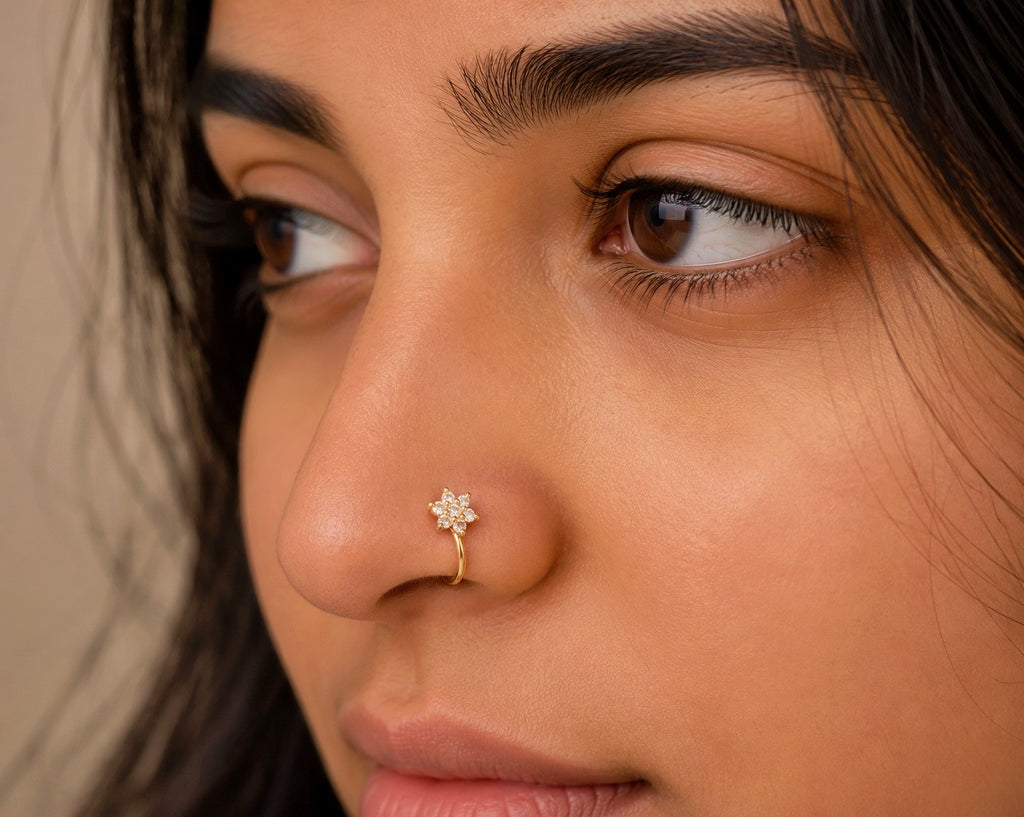 Crystal Flower Adjustable Nose Ring