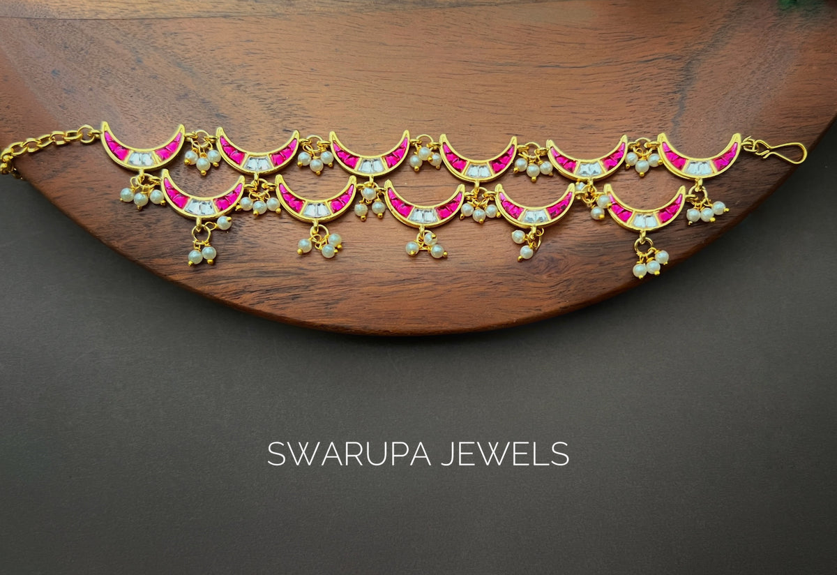 Pink & White Stone Moon Bracelet