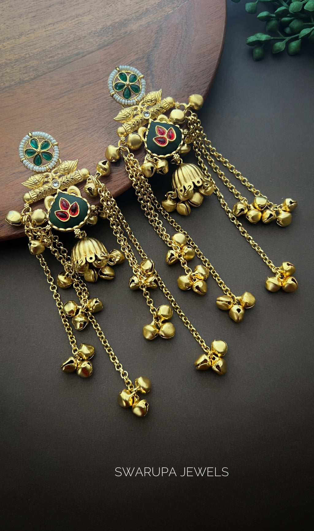Mayurika Emerald Dangling Jhumka